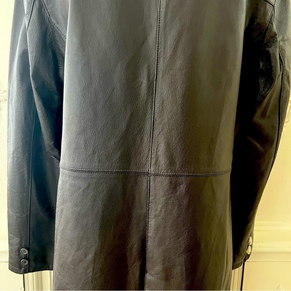 NWT Black Leather Trench Coat - Picture 7 of 16